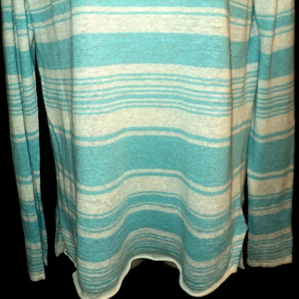 Lilly Pulitzer Women's Size S-M Lightweight Sweater Linen Alana Teal, White - Picture 3 of 7
